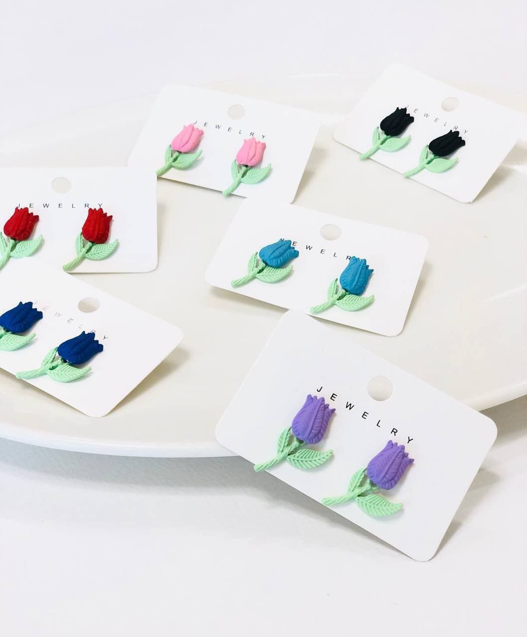 Handmade Flower Earrings / حلق وردة هاند ميد