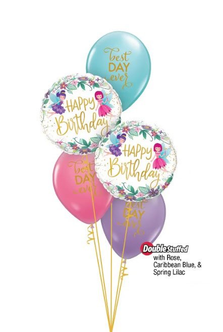 Fairy Best Day Ever Birthday Balloon Bouquet / مجموعة بالون عيد الميلاد