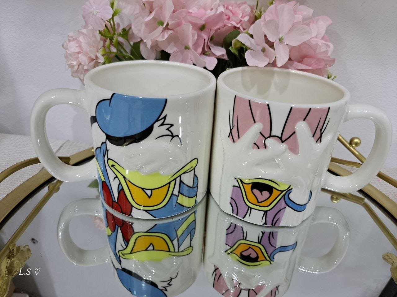 Ceramic Mugs Donald and Daisy / أكواب سيراميك بشكل دونالد وديزى