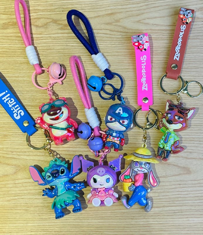Collection of Colorful 3D Cartoon Character Keychains / مجموعه ملونة من ميداليات كرتونية