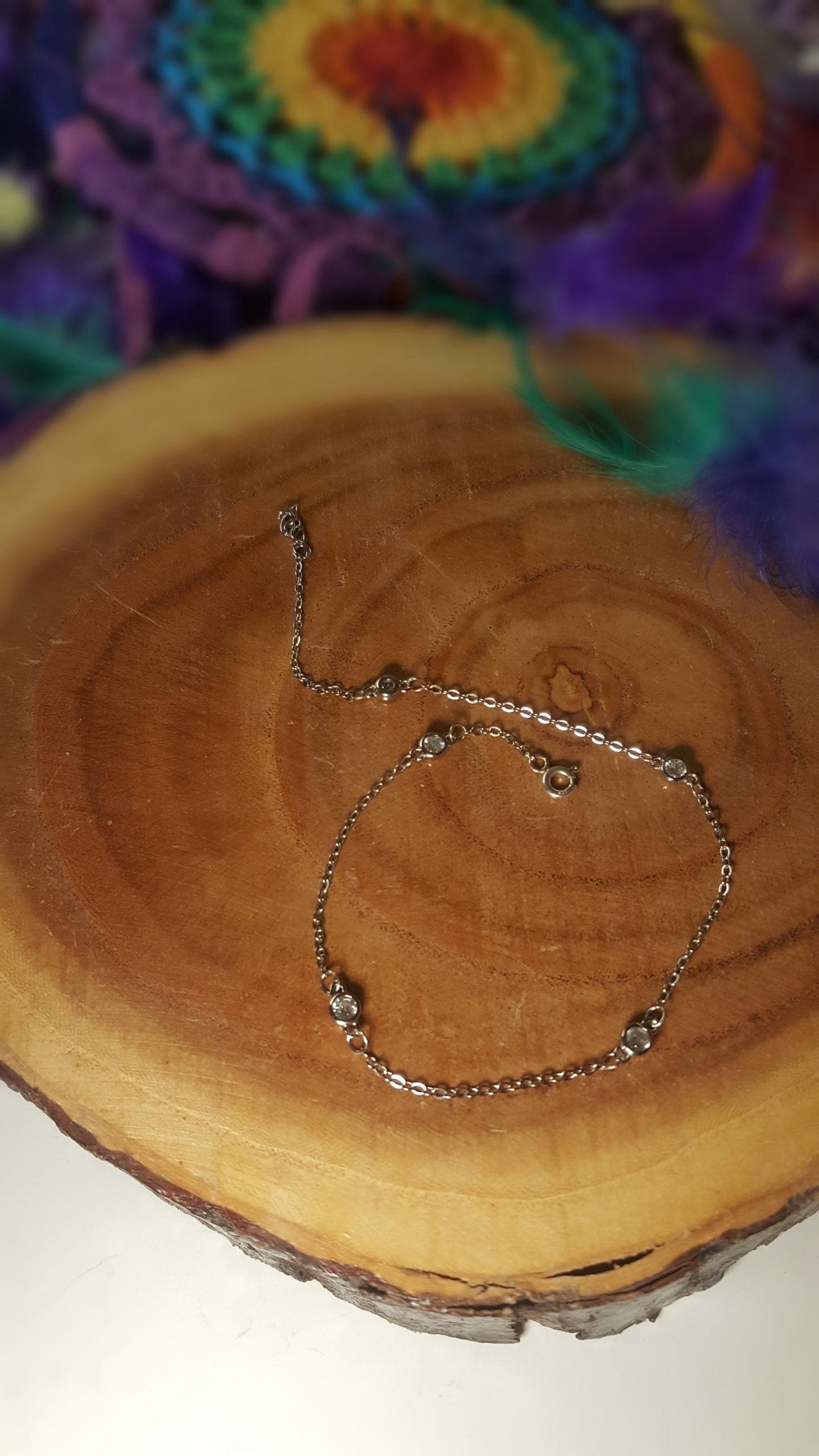 Silver anklet with transparent stones / خلخال فضة بفصوص شفافة