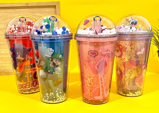 Cartoon Glitter Cup / كوب بأشكال كارتونية