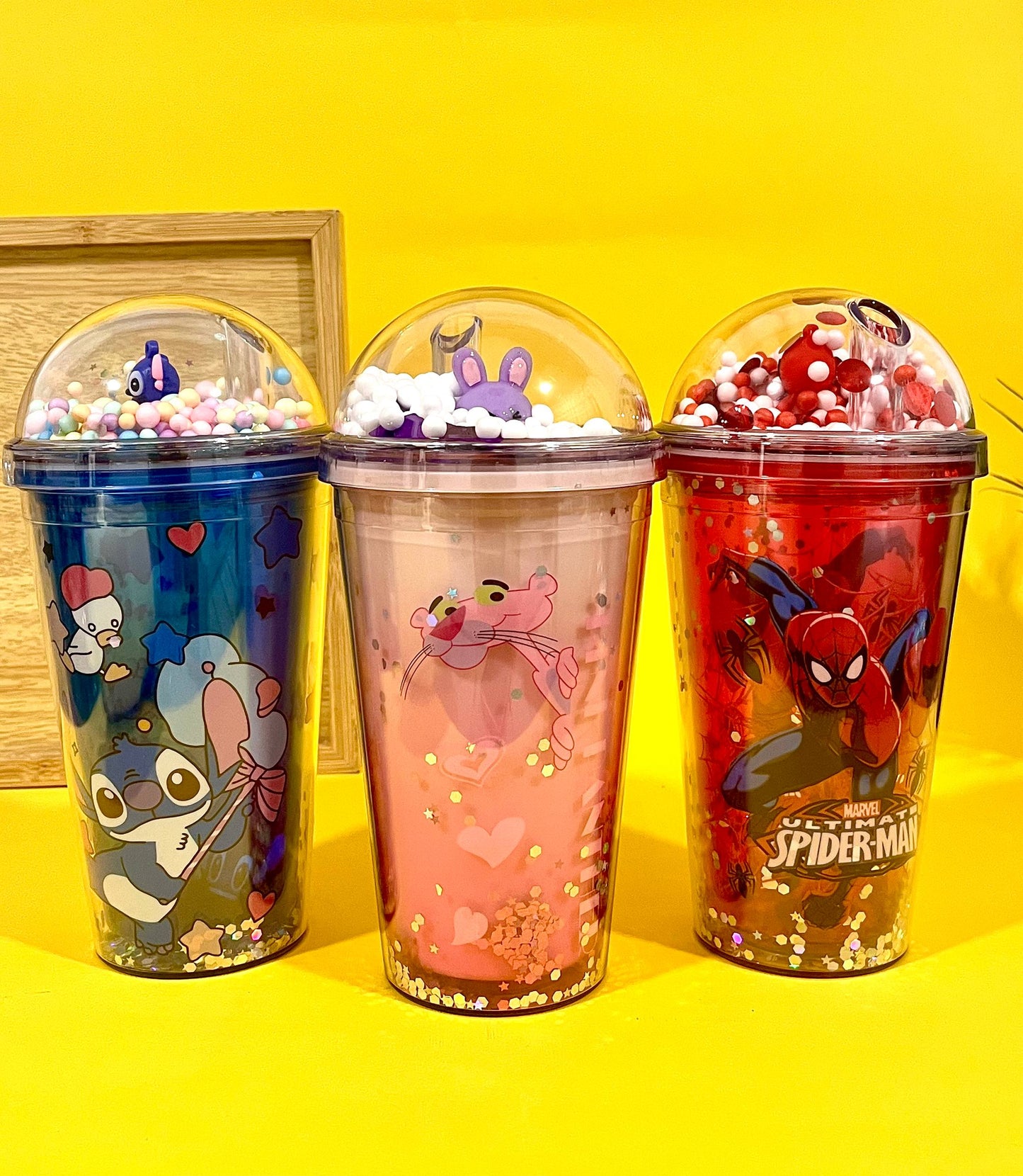 Cartoon Glitter Cup / كوب بأشكال كارتونية