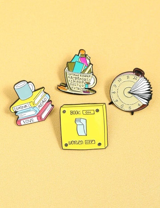 Books and Clock Brooch / بروش ساعة وكُتب